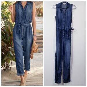 Cloth & Stone Chambray Odette Jumpsuit Tie Waist Sleeveless